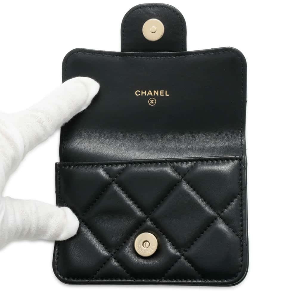 Chanel Belt Bag Matelasse Coco Mark Chain Pouch Lambskin CHANEL Waist Black - Picture 5 of 16